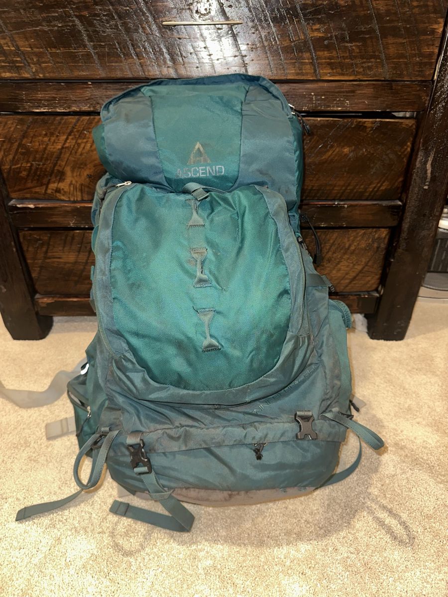 Ascend Green Internal Frame Hiking Backpack 65L