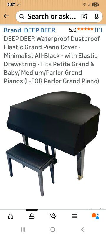 New in Package! Grand Parlor Piano Cover