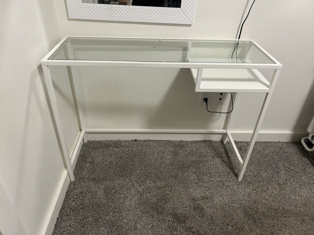 Desk, White Ikea Desk With Glass Top