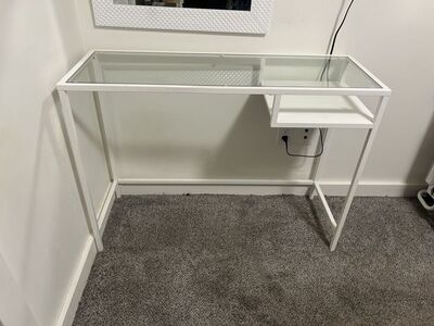 Desk, White Ikea Desk With Glass Top
