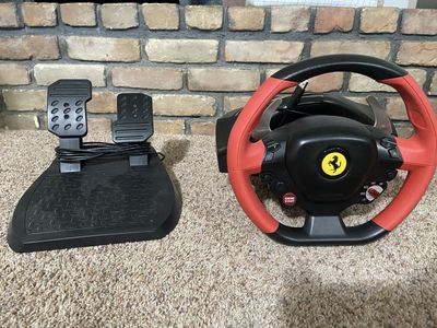 Thrustmaster 458 spider USB racing steering wheel and Racing Pedals - Black, red - Used Accessory