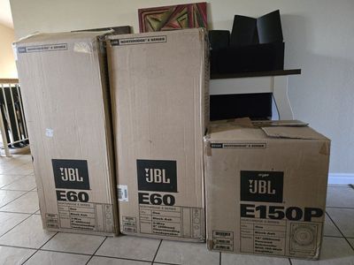 2 JBL E60 floorstanding speakers + 10" sub JBL E150P in brand new condition.