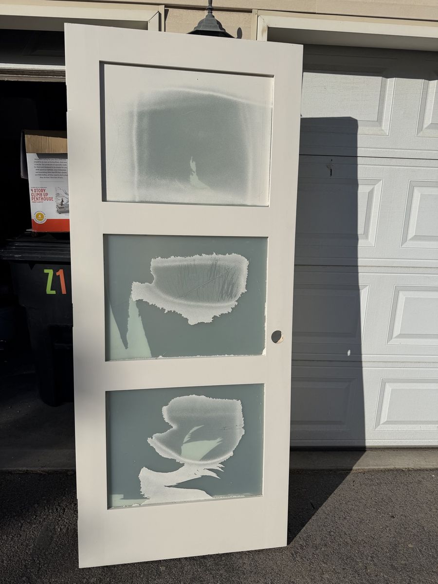 Bedroom door with glass