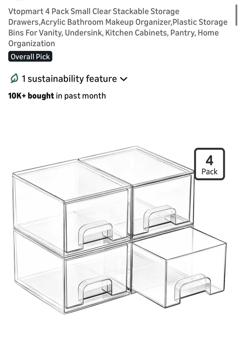 Vtopmart 8 Pack Clear Stackable Storage Drawers