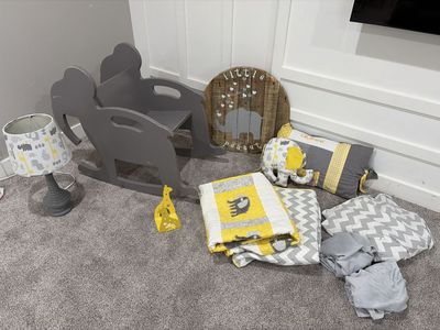 Elephant themed nursery decor