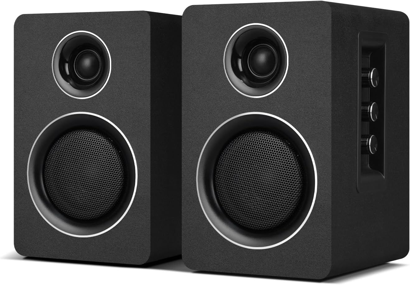 NEW Computer Speakers for Desktop PC, Active Bookshelf Speaker with 3‘’ Carbon Fiber Woofer and Silk Film Tweeter
