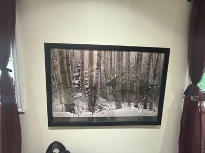 Peaceful Print of winter scene w/moose