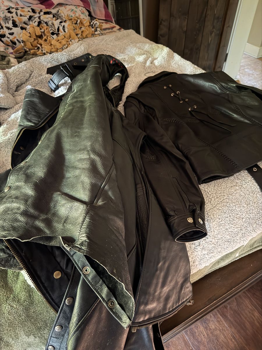 Motorcycle chaps and coat
