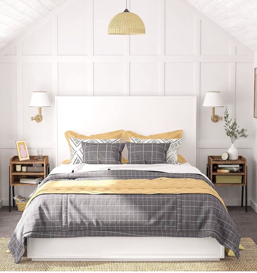 Faux wood and metal nightstands