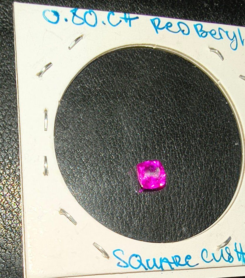 0.80 Ct Loose Red Beryl Gemstone - Square Cushion Cut