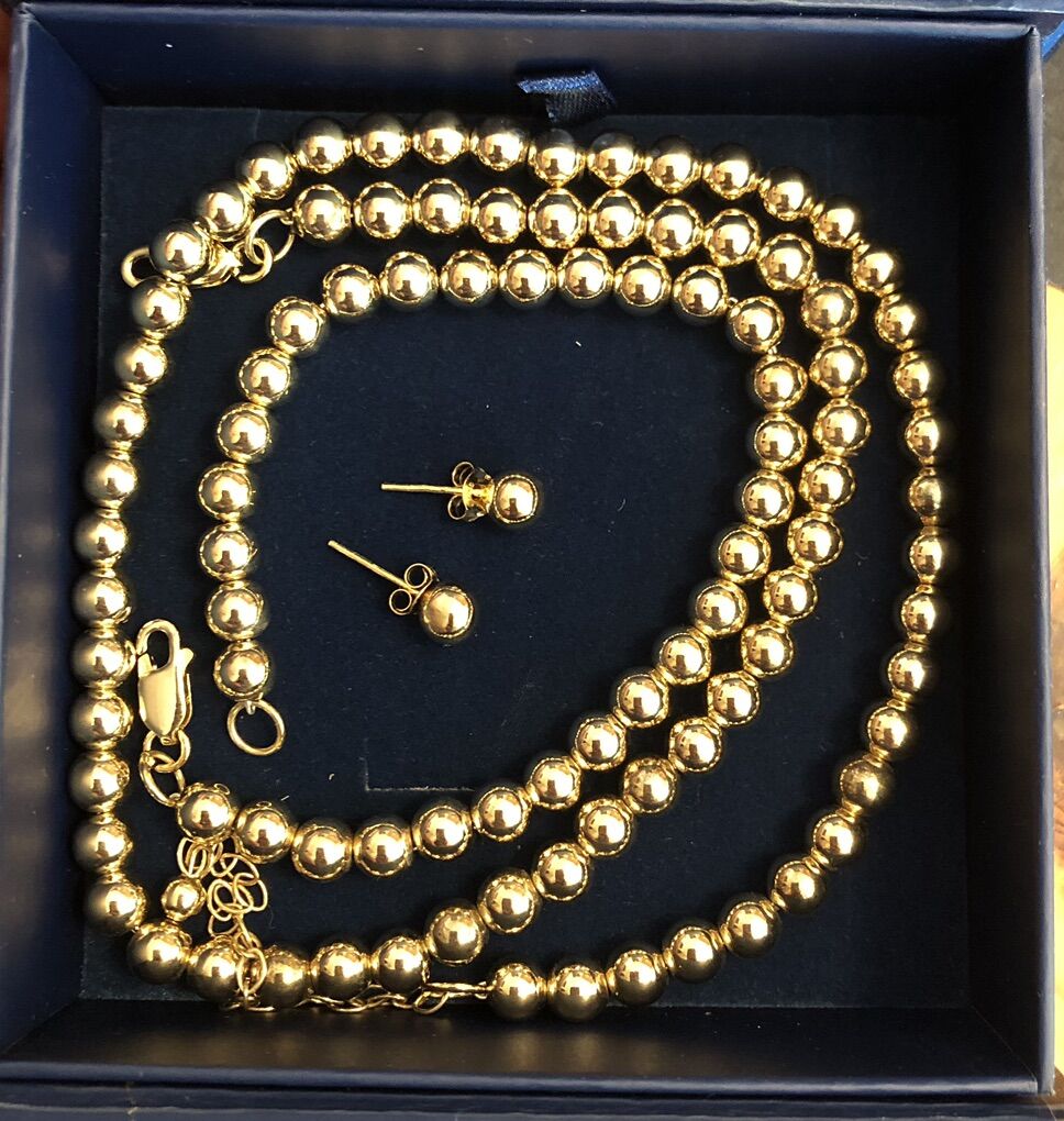 18K Gold Plated Sterling Silver Round Beaded Set