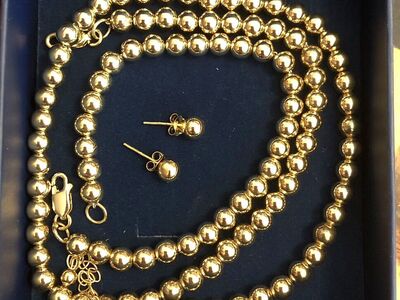 18K Gold Plated Sterling Silver Round Beaded Set