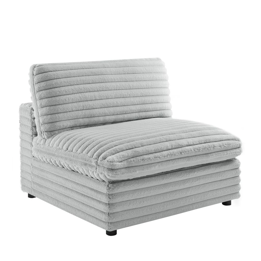 Armless Slipper Chair in Wide Plush Cord-Like Fabric [RETAIL: $679.99]