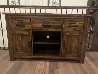 Rustic Wood TV Stand Console Cabinet - 3 Drawers, 2 Cabinets, Open Shelves - 50" Wide