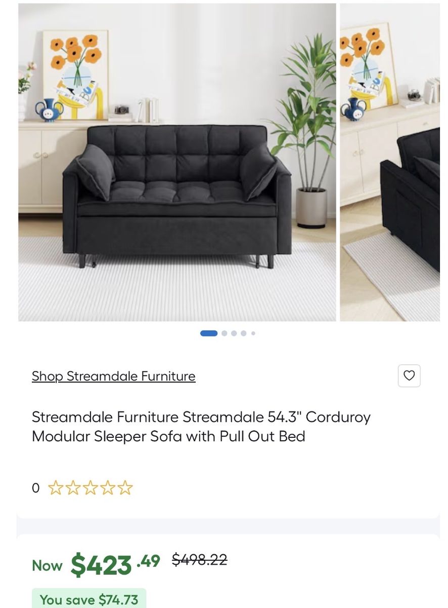 Black corduroy 3 in 1 sofa
