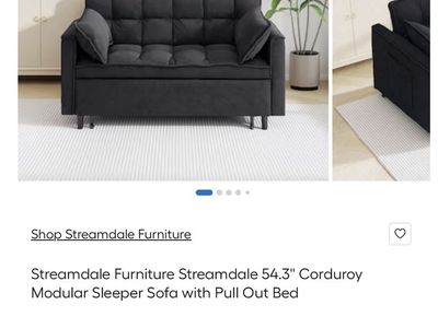 Black corduroy 3 in 1 sofa