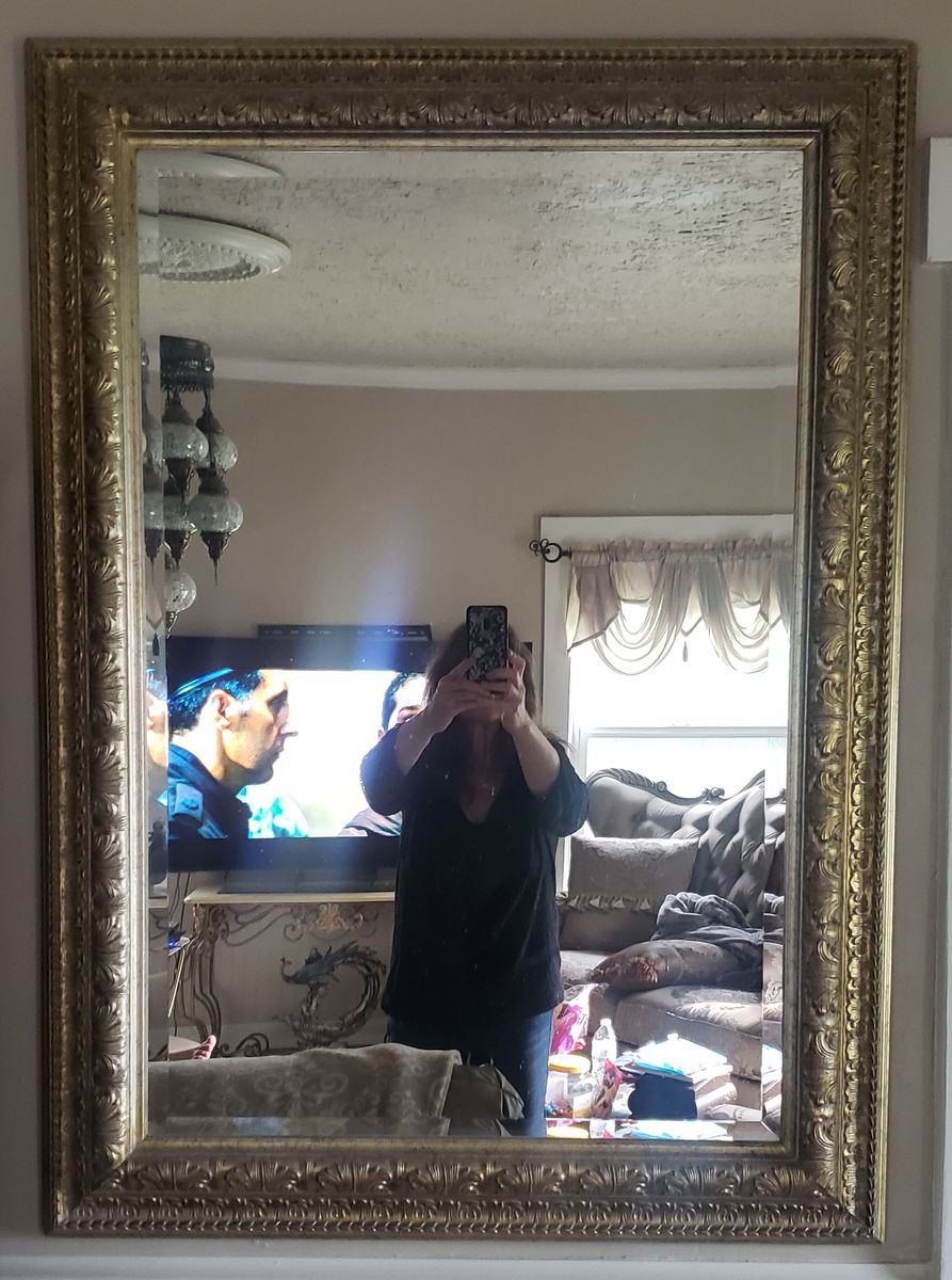 Champagne colored framed mirror 