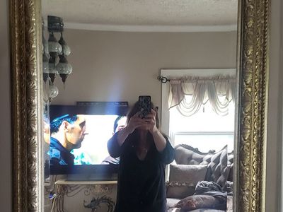 Champagne colored framed mirror