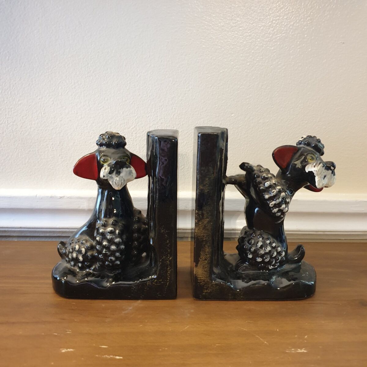 Vintage Pair of Poodle Bookends 1950's