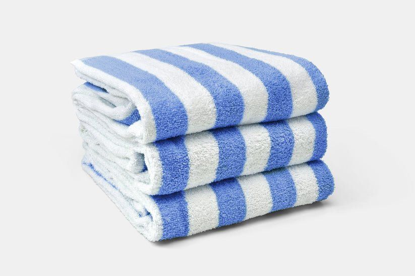 Golden Jewel 30x66 Cabana Stripe Blue Pool Towels - Pkg of 6