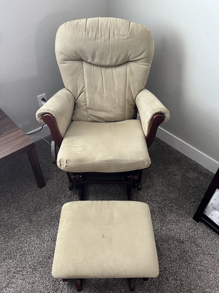 Wooden Glider Chair with Matching Ottoman