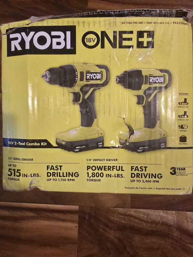 Ryobi ONE+ 18V Cordless 2-Tool Combo Kit (Drill/Driver & Impact Driver) PCL1200K2