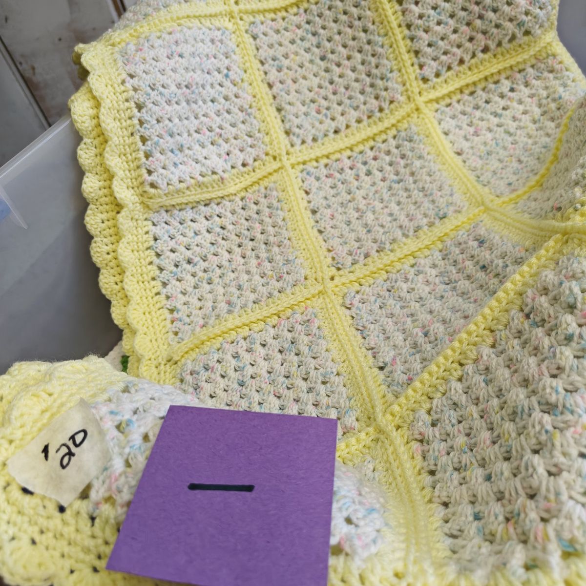 Handmade Crocheted Baby Blanket Lot - Set of 4, Mickey & Minnie Mouse, Yellow Speckle, Colorful Squares & Stripes