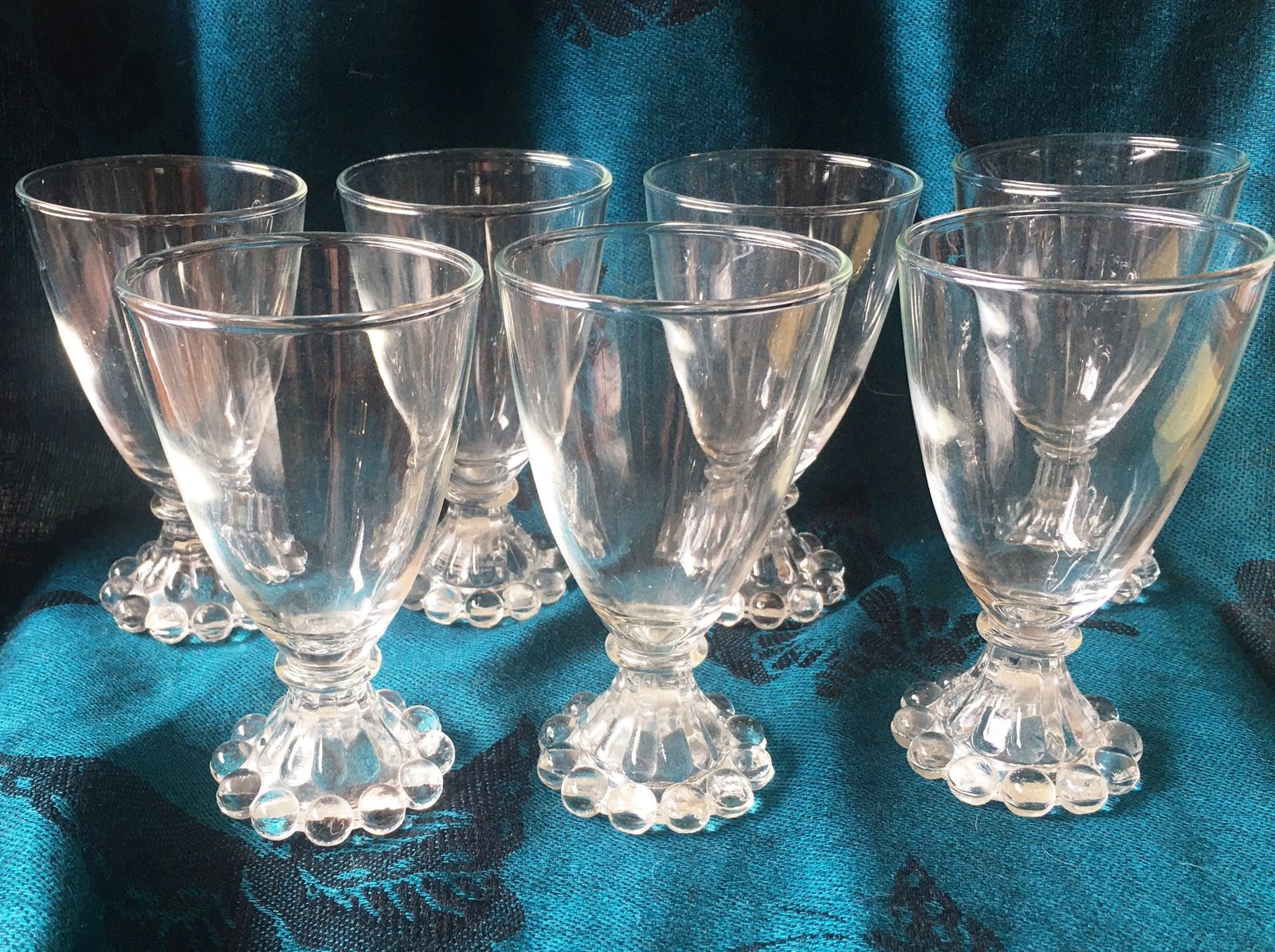 7 Vintage Anchor Hocking Clear Glass Boopie juice/wine goblets