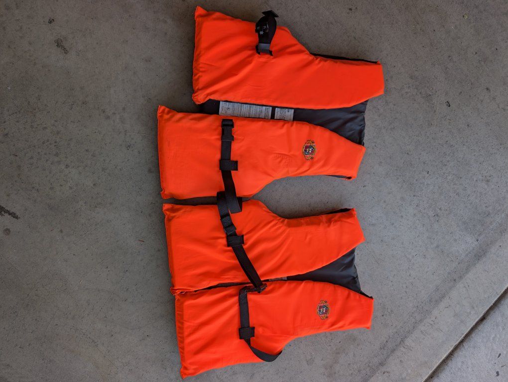 Orange Life Vests / Personal Flotation Devices (Lot of 4)