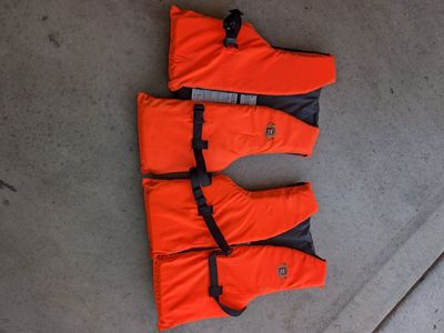 Orange Life Vests / Personal Flotation Devices (Lot of 4)