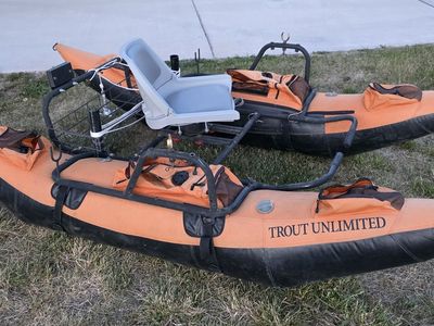 Trout Unlimited Inflatable Fishing Pontoon with hand cart and extras! $400