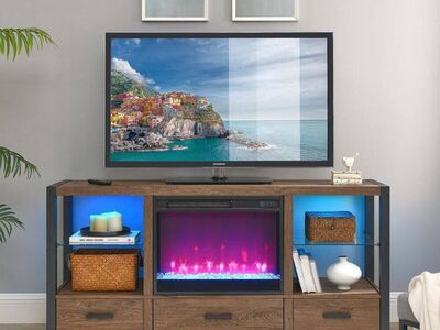 Reclaimed Wood TV Stand W/Electric Fireplace