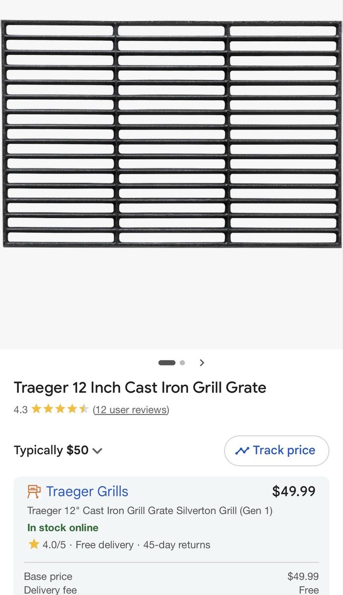 Traeger 12" Cast Iron Grill Grate - Silverton Grill Gen 1, Heavy Duty Cooking Surface