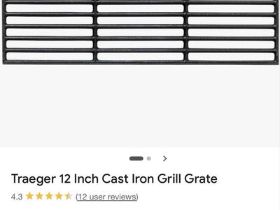 Traeger 12" Cast Iron Grill Grate - Silverton Grill Gen 1, Heavy Duty Cooking Surface