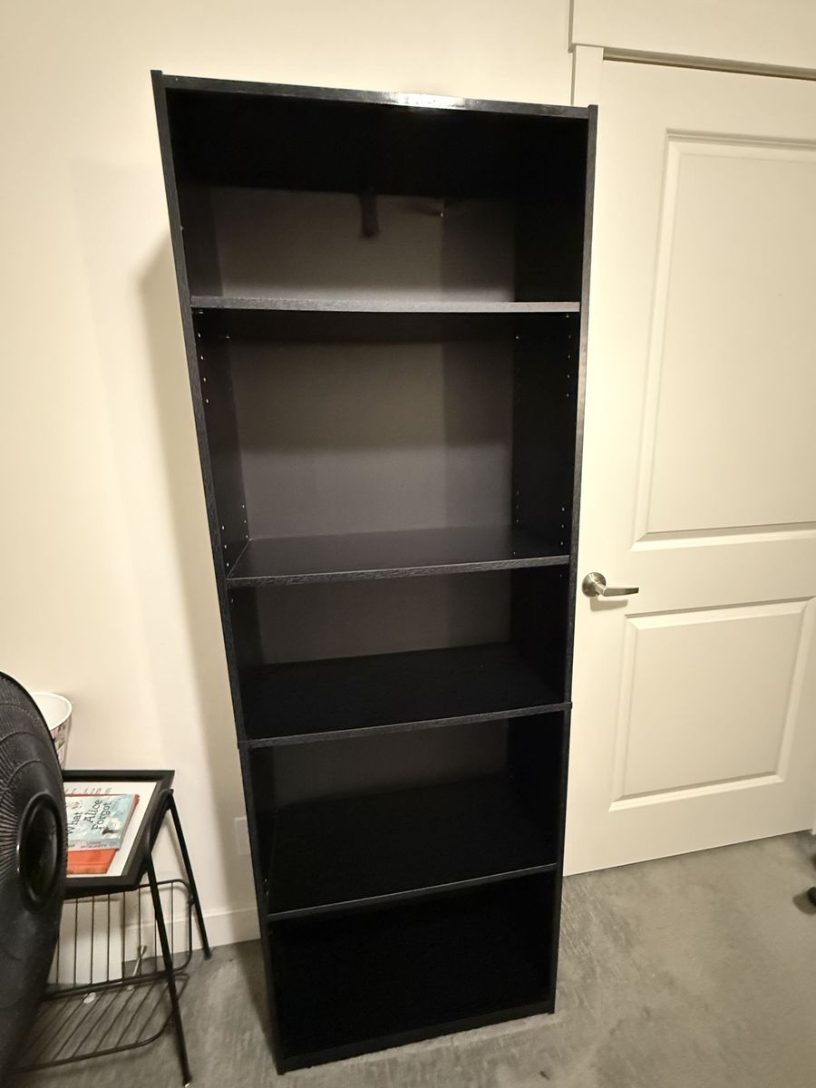 Tall Black 5-Shelf Bookcase / Bookshelf - $25