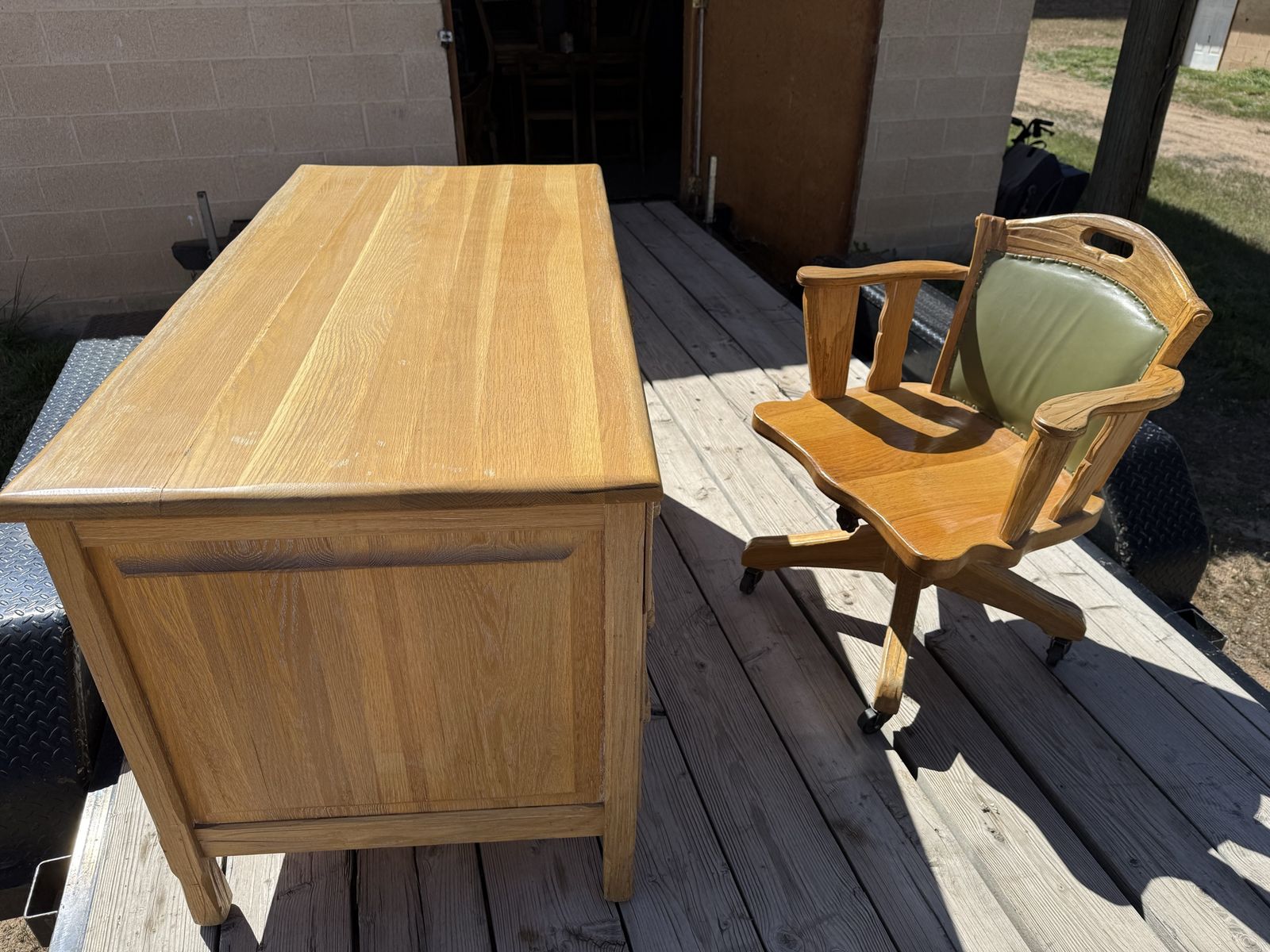 Ranch Oak Desk and Chair
