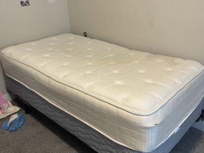 Twin mattress, boxspring, and rails!