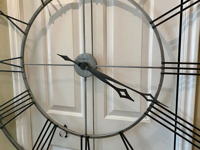 Howard Miller Stockton Oversized 49 inch Roman Numeral Wall Clock - Silver + Black Finish $449 Online