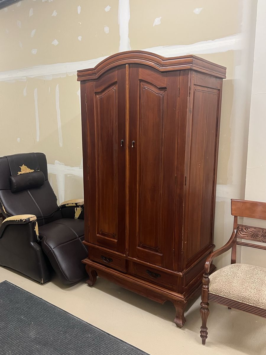 Vintage Style Wooden Armoire Cabinet with Bottom Drawers