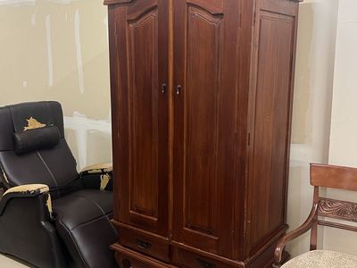 Vintage Style Wooden Armoire Cabinet with Bottom Drawers
