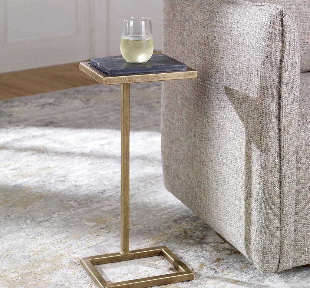 Cailin 23" Side Table, Black Marble 1888947 #106342