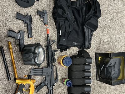 Airsoft and Paintball Gear Bundle - Markers, Pistols, Vest, Masks & Accessories