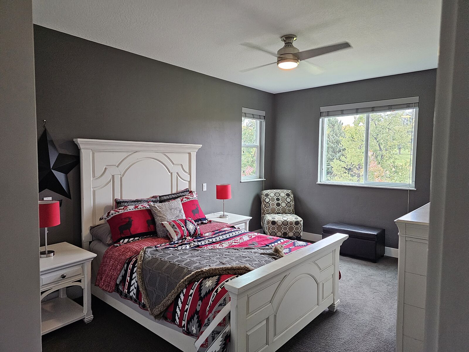 Magnussen Heron Cove white washed oak hardwood bedroom set complete with Sealy mattress and box spring set