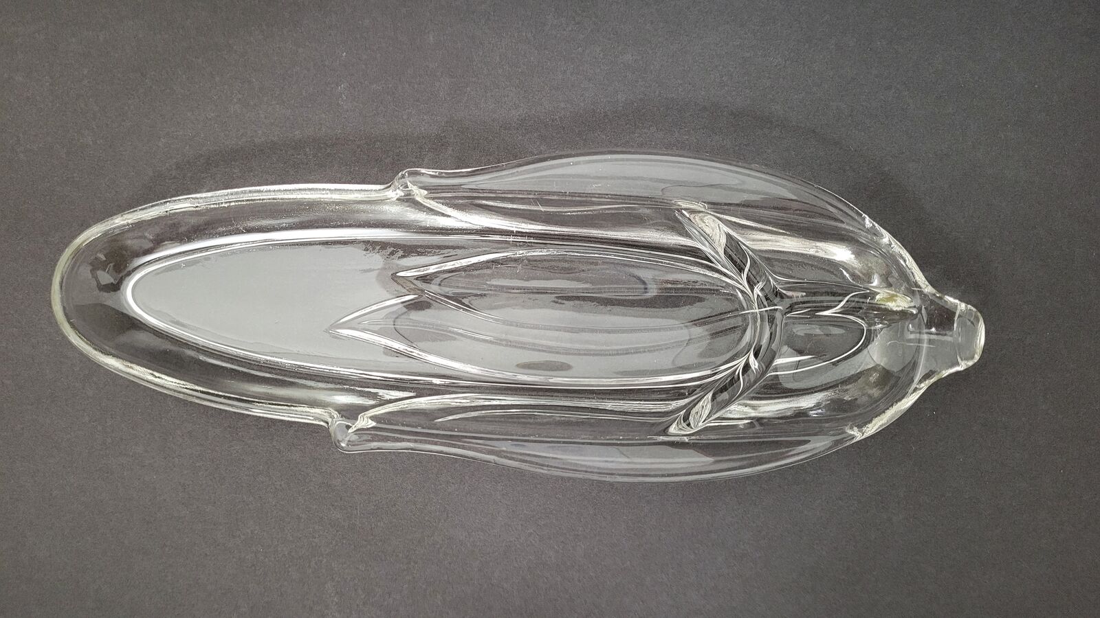 Vintage Heavy Glass Figural Corn on the Cob Holder with Butter and Cheese Spaces