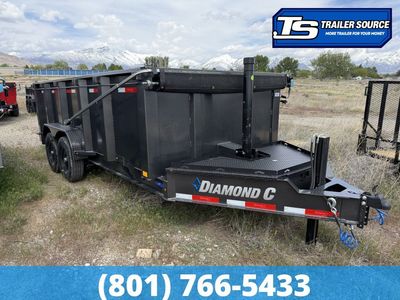 7x16 Diamond C LPT 207 Dump Trailer - 44" Sides - 15.5K GVWR - 14 Ply Tires, Hydraulic Jack(s), Long Arm Tarp