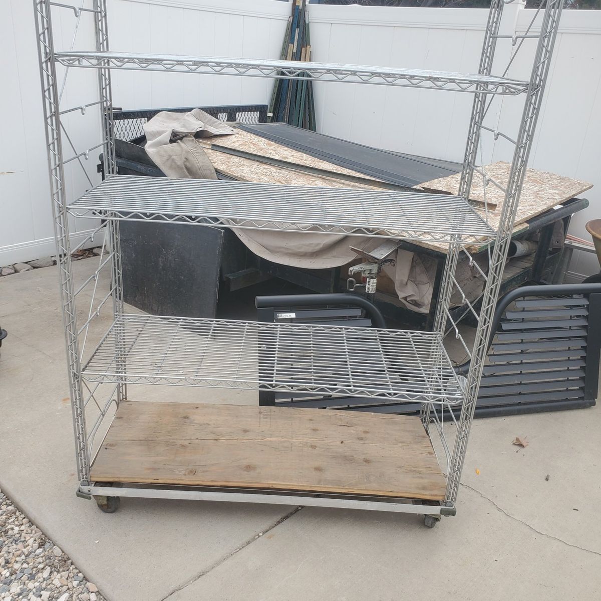 metal shelve on wheels