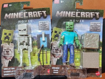 Mattel Minecraft Movie Zombie & Skeleton Action Figures New
