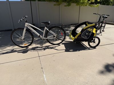 Infinity Hybrid Comfort Bike + Schwinn Double Child Trailer