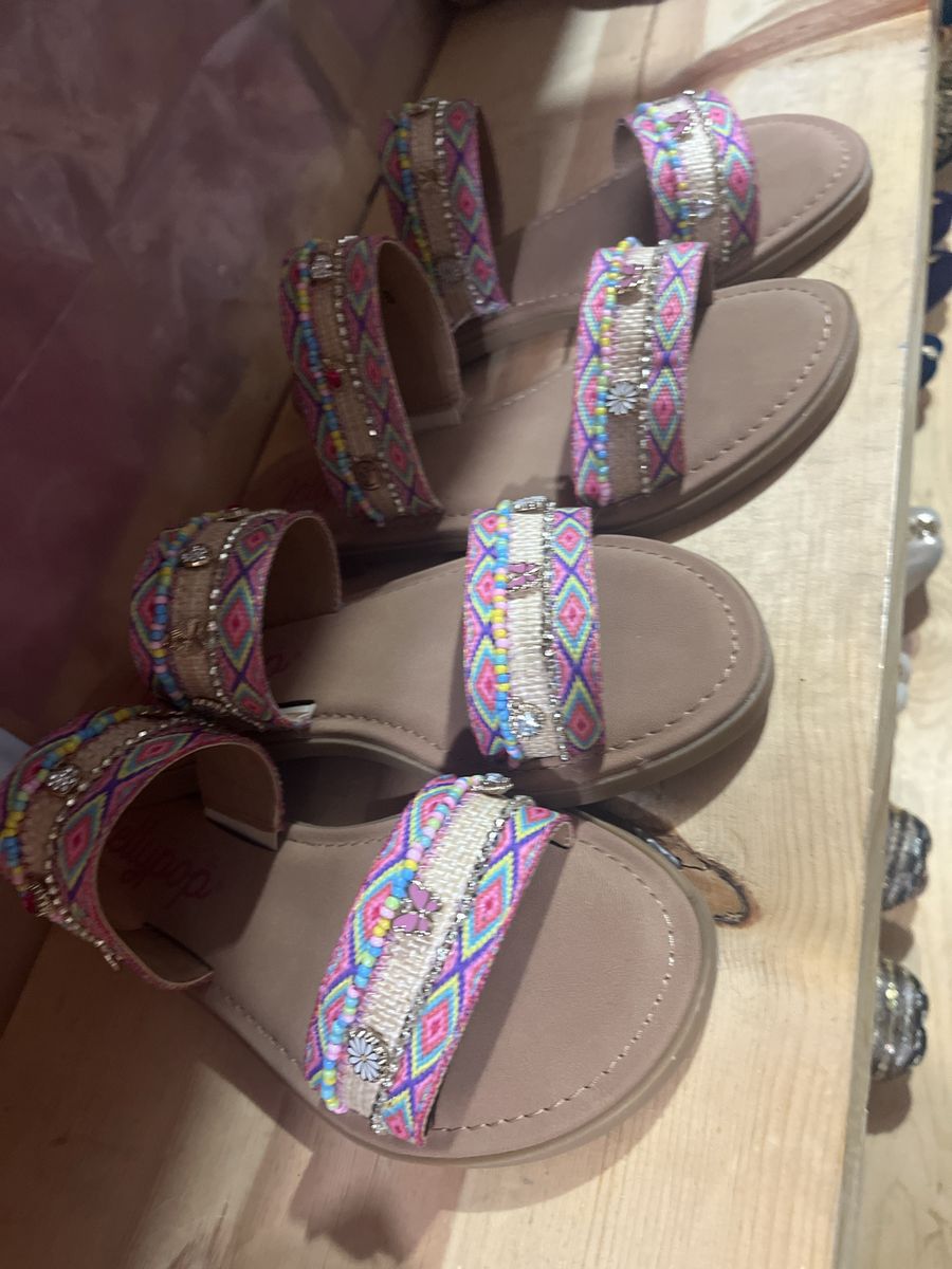 Rivenna Embellished Slide Sandals Women's Size 8M Multicolor Bohemian Beaded Pink