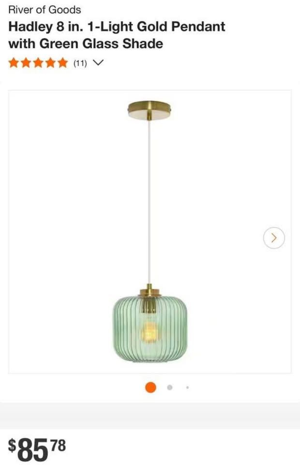River of Goods Green Ribbed Glass Pendant Light